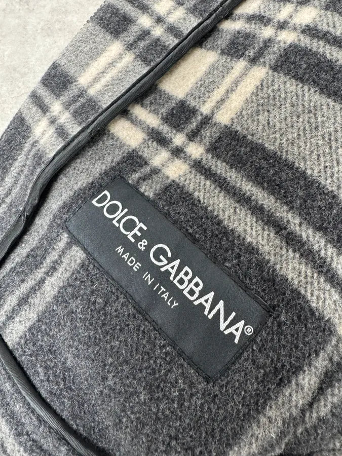 2000s Dolce & Gabbana Grey Checkered Wool Jacket XSEryKq 9