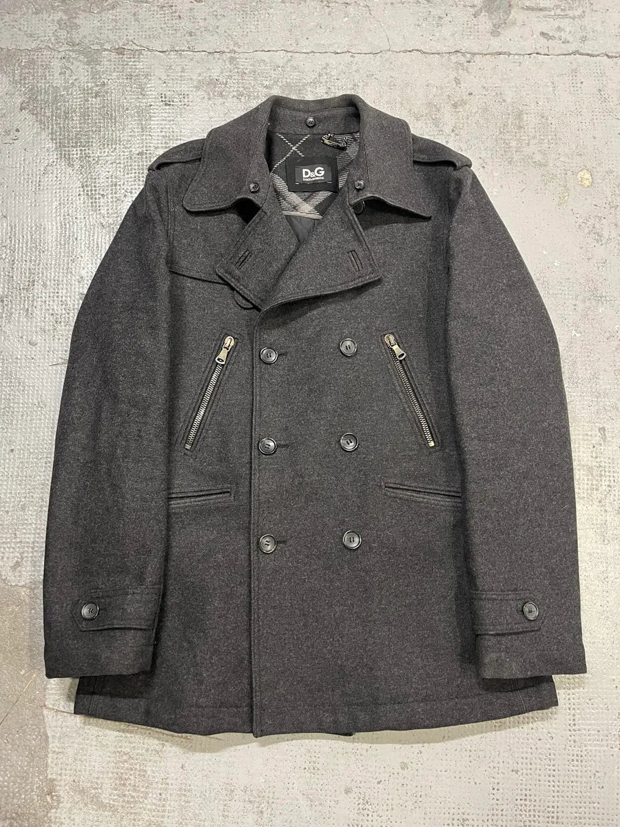 2000s Dolce & Gabbana Grey Classy Wool Caban Jacket ixrjaPF 0