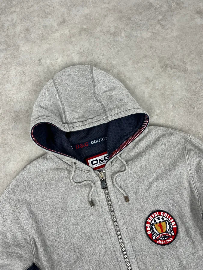 AW2007 Dolce & Gabbana Grey Royal College Zip-up Hoodie bzzRgAl 3
