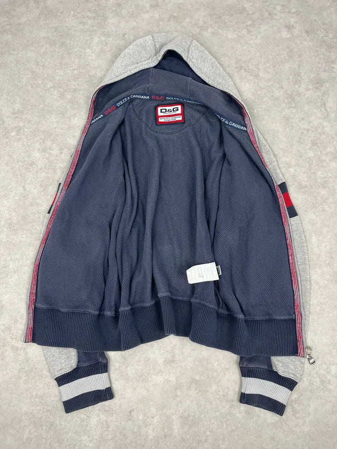 AW2007 Dolce & Gabbana Grey Royal College Zip-up Hoodie bzzRgAl 7