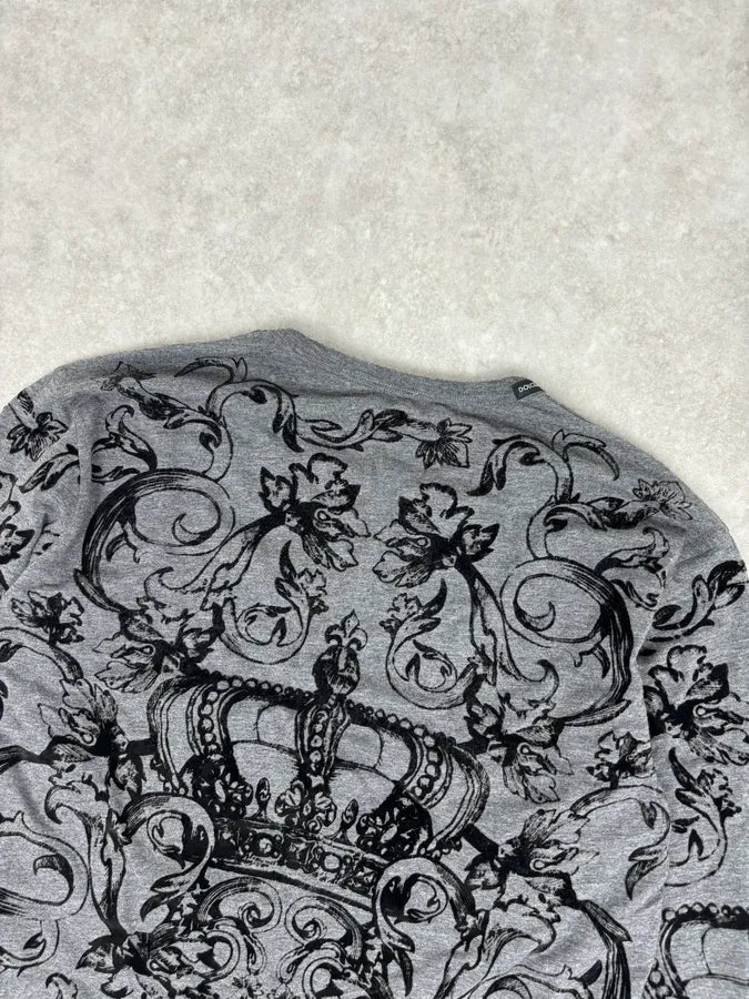 2010s Dolce & Gabbana Grey Baroque Crown Print Longsleeve pySpPjZ 5