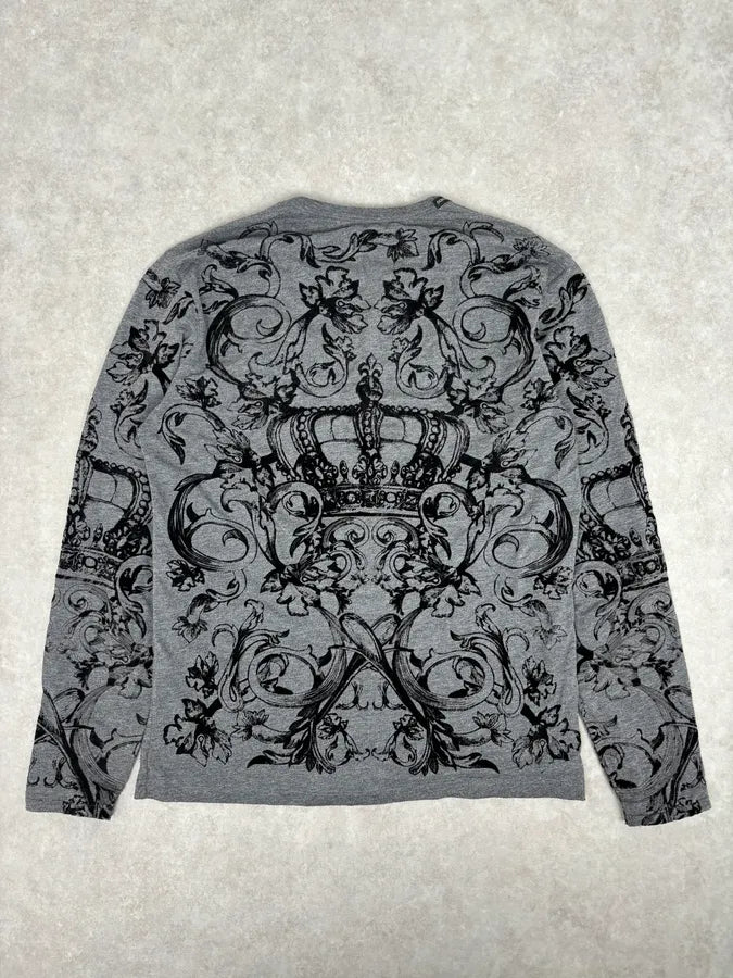 2010s Dolce & Gabbana Grey Baroque Crown Print Longsleeve pySpPjZ 4
