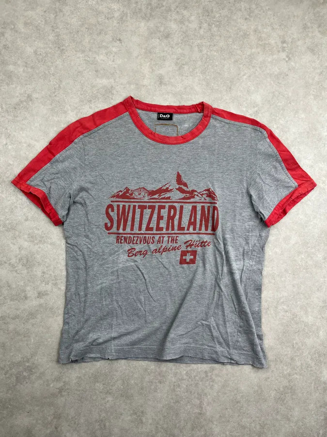 AW2004 Dolce & Gabbana Grey Cropped Switzerland T-Shirt RChCBph 2