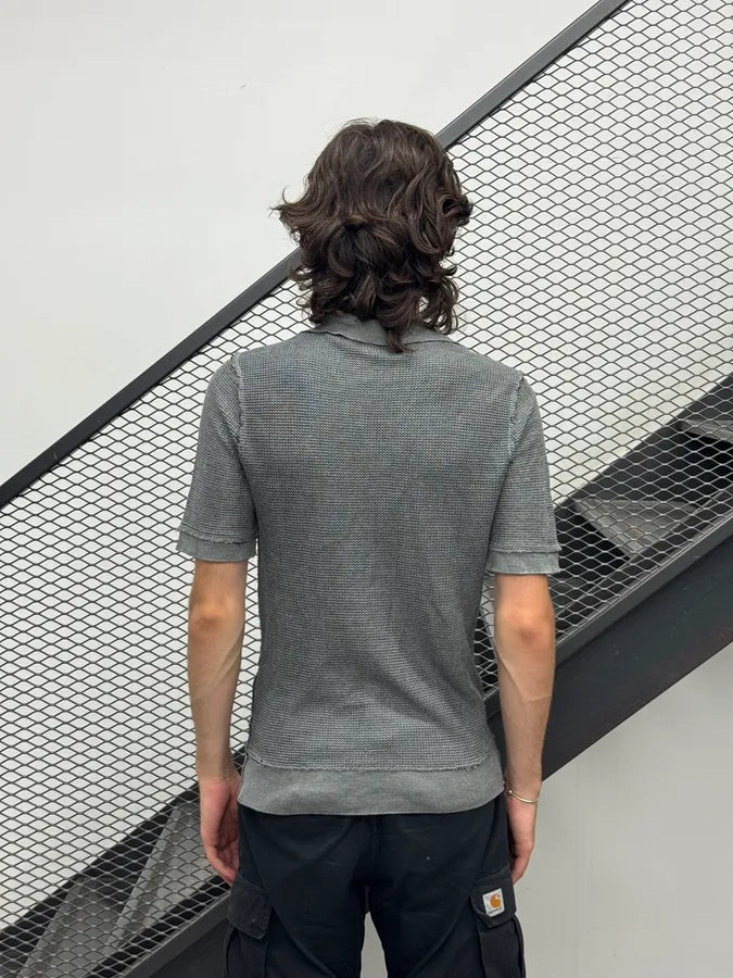 SS2012 Dolce & Gabbana Grey Waffle Knit Polo  ezOMjbw 2