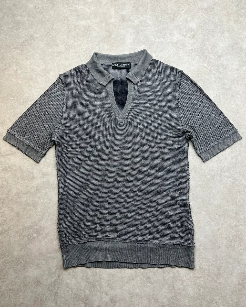 SS2012 Dolce & Gabbana Grey Waffle Knit Polo  ezOMjbw 0
