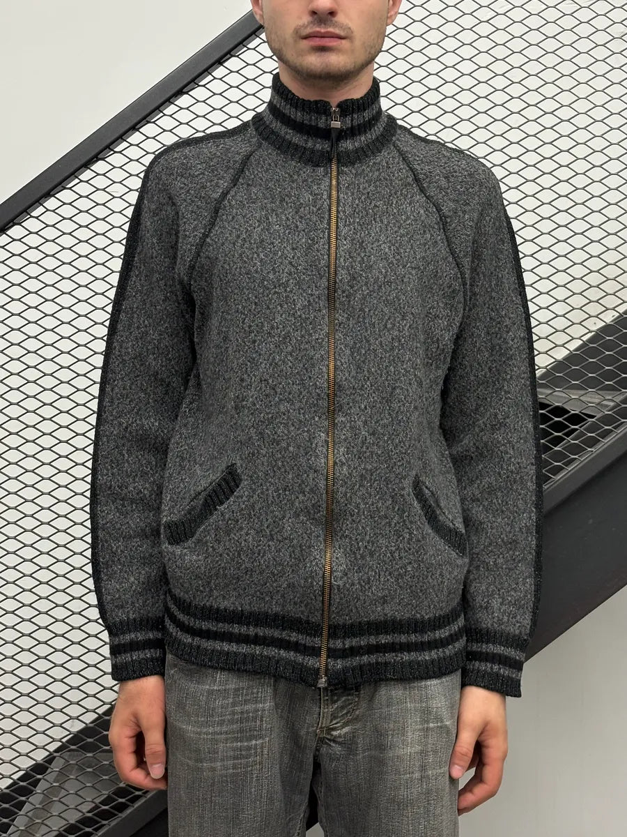 2000s Dolce & Gabbana Grey Cozy Wool Zip-up Sweater lciZwTz 1