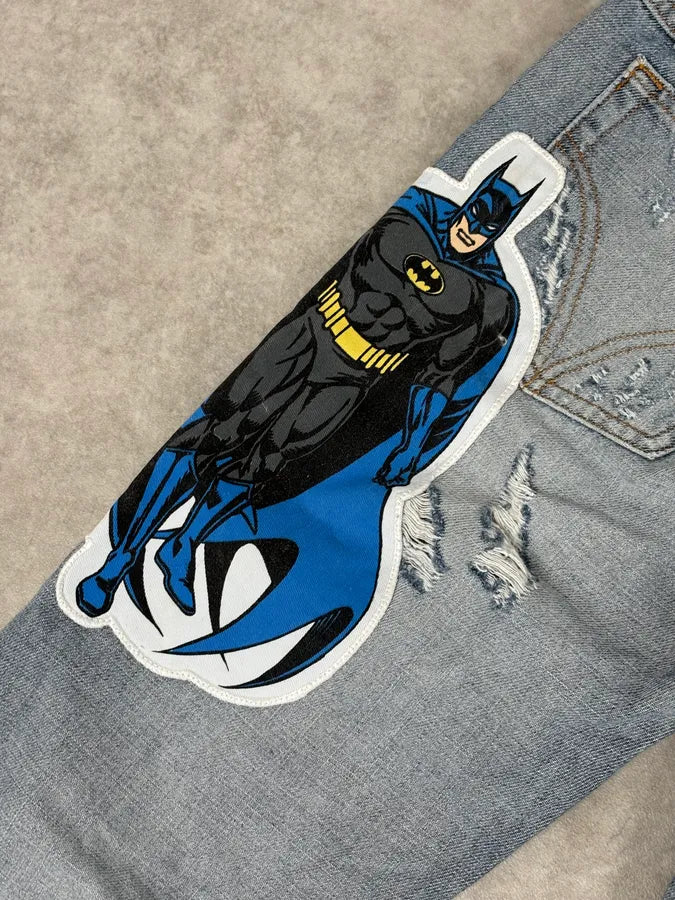 AW2005 Dolce & Gabbana Grey Denim Batman Graphic Distressed Jeans RpwFjyb 10