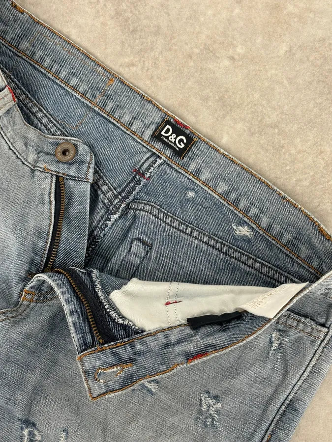 AW2005 Dolce & Gabbana Grey Denim Batman Graphic Distressed Jeans RpwFjyb 8