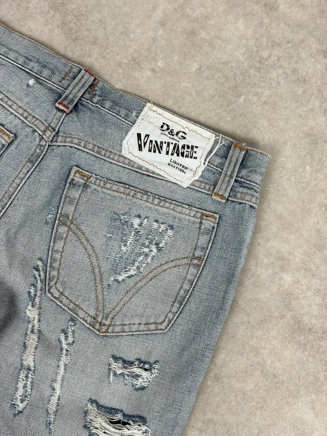 AW2005 Dolce & Gabbana Grey Denim Batman Graphic Distressed Jeans RpwFjyb 11