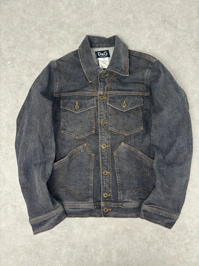 SS2005 Dolce & Gabbana Cargo Pocket Grey Denim Jacket hxVriuv 0