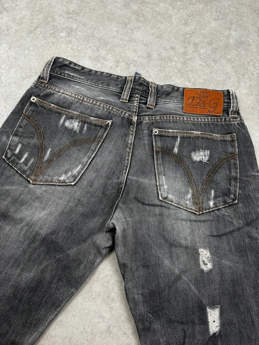 2000s Dolce & Gabbana Grey Denim Distressed Jeans skvhiYT 6