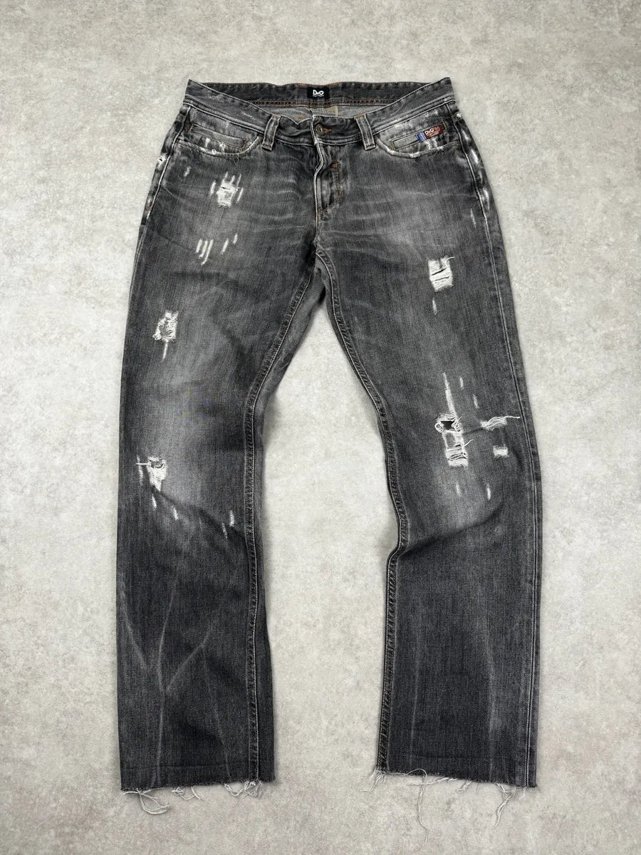 2000s Dolce & Gabbana Grey Denim Distressed Jeans skvhiYT 3