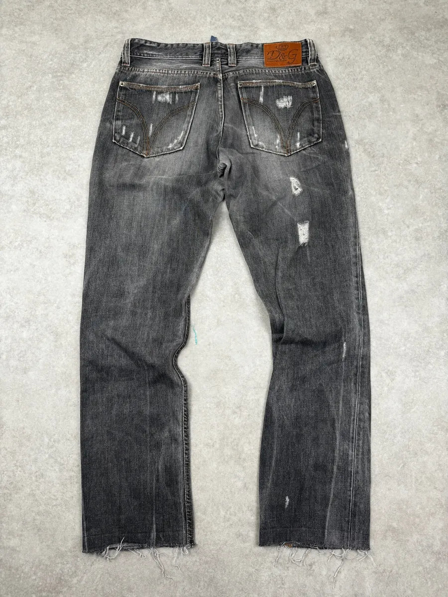 2000s Dolce & Gabbana Grey Denim Distressed Jeans skvhiYT 4