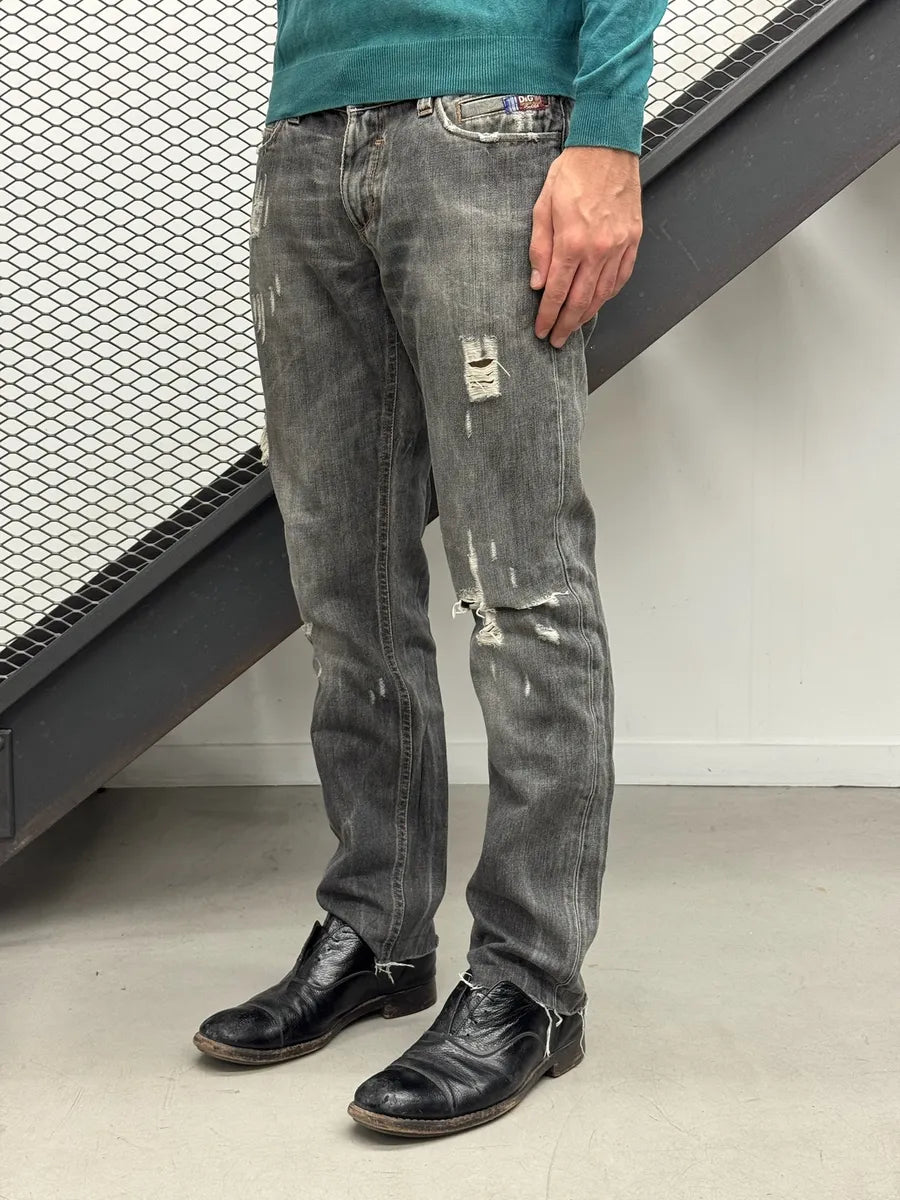 2000s Dolce & Gabbana Grey Denim Distressed Jeans skvhiYT 1