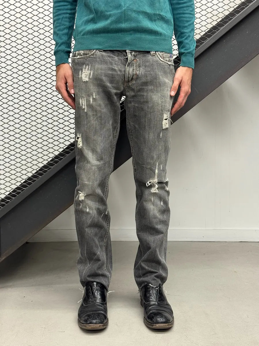 2000s Dolce & Gabbana Grey Denim Distressed Jeans skvhiYT 0