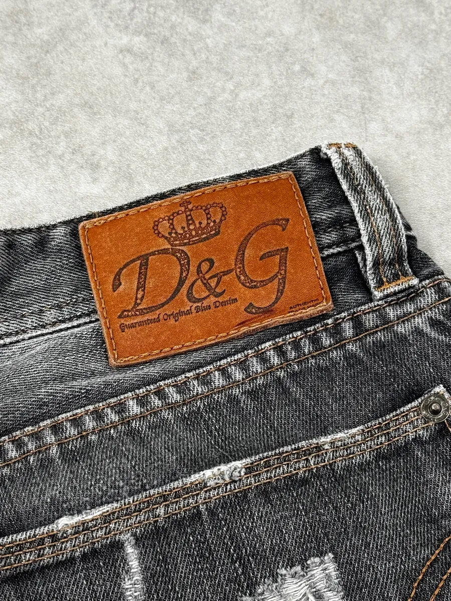 2000s Dolce & Gabbana Grey Denim Distressed Jeans skvhiYT 8