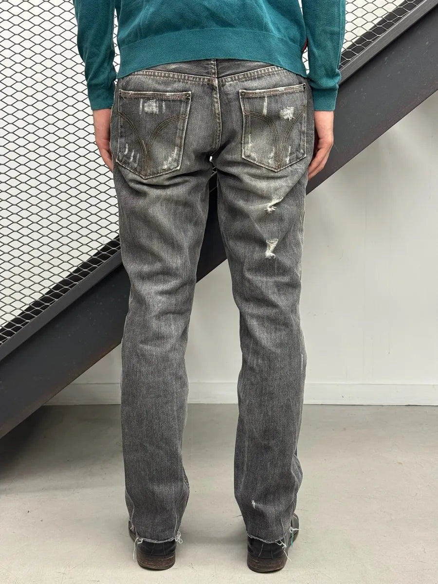 2000s Dolce & Gabbana Grey Denim Distressed Jeans skvhiYT 2