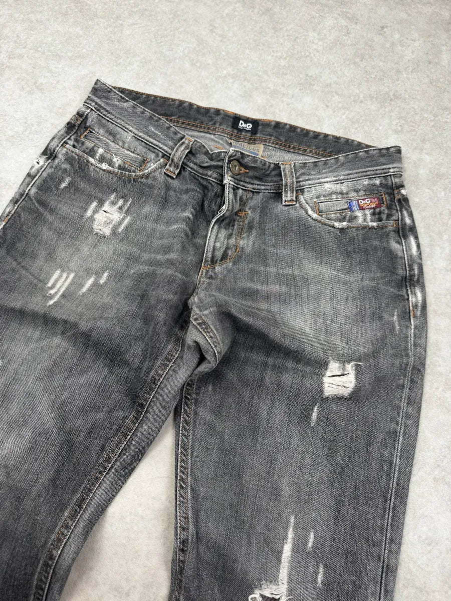 2000s Dolce & Gabbana Grey Denim Distressed Jeans skvhiYT 5