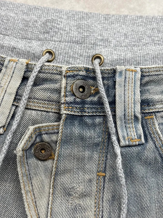SS2006 Dolce & Gabbana Grey Denim Distressed Shorts axgVSRW 8