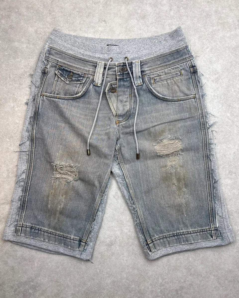 SS2006 Dolce & Gabbana Grey Denim Distressed Shorts axgVSRW 3