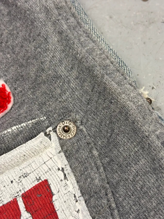 SS2005 Dolce & Gabbana Grey Equator Denim Distressed Shorts VEyOCDK 8