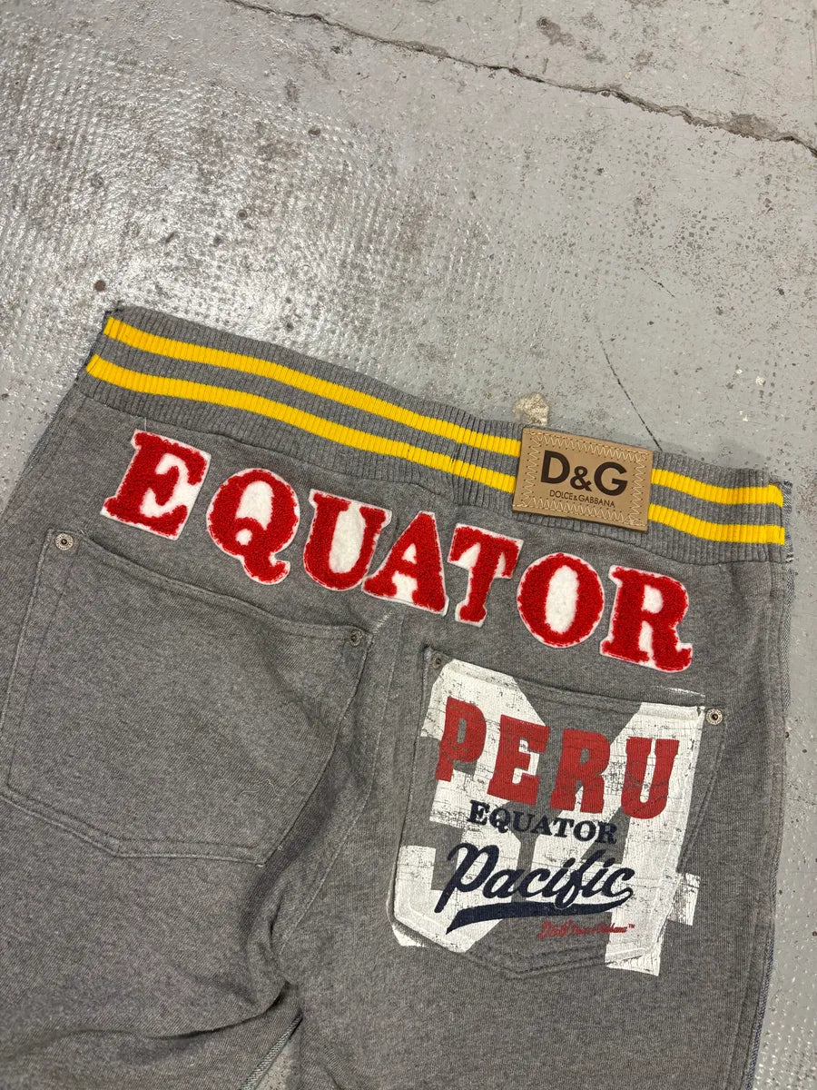 SS2005 Dolce & Gabbana Grey Equator Denim Distressed Shorts VEyOCDK 6
