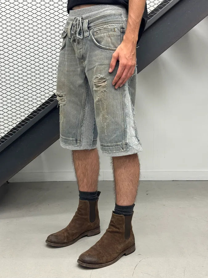 SS2006 Dolce & Gabbana Grey Denim Distressed Shorts axgVSRW 1