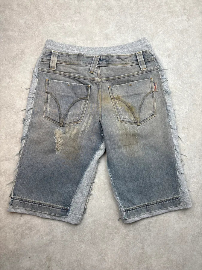SS2006 Dolce & Gabbana Grey Denim Distressed Shorts axgVSRW 4