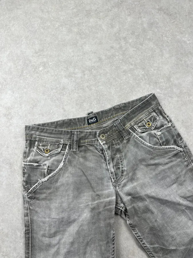 2000s Dolce & Gabbana Grey Straight Leg Pocket Denim Jeans KBJJESV 4