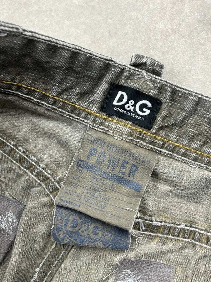 2000s Dolce & Gabbana Grey Straight Leg Pocket Denim Jeans KBJJESV 10