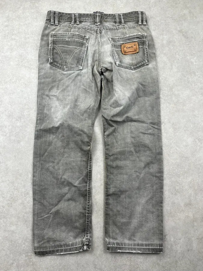 2000s Dolce & Gabbana Grey Straight Leg Pocket Denim Jeans KBJJESV 6
