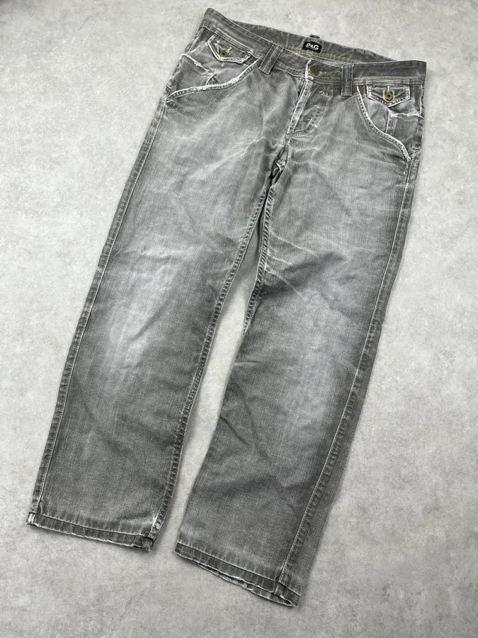2000s Dolce & Gabbana Grey Straight Leg Pocket Denim Jeans KBJJESV 5
