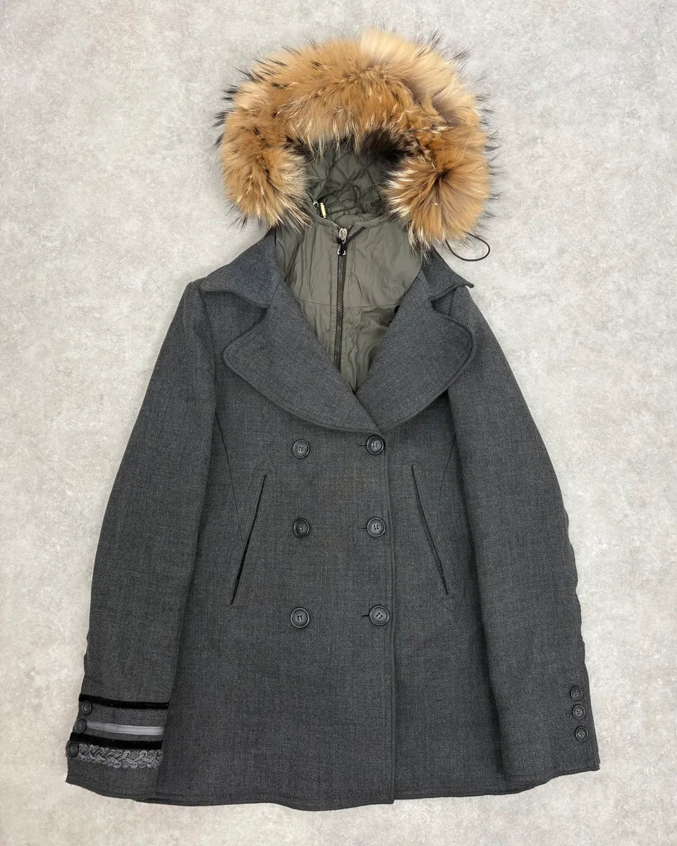 2000s Dolce & Gabbana Grey Detachable Fur Hooded Coat FFuLCpr 1