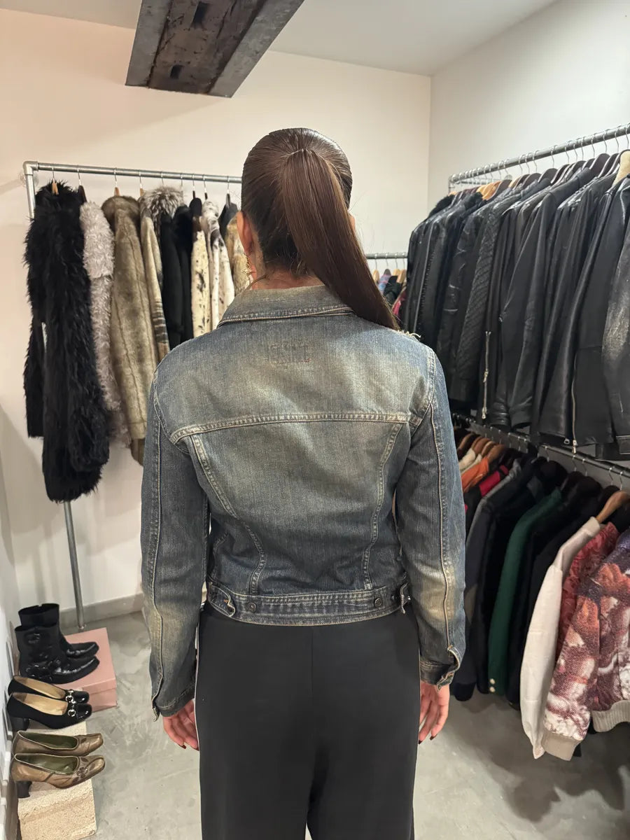 2000s Dolce & Gabbana Grey Distressed Aged Denim Jacket (S) ZjvQMDX 3