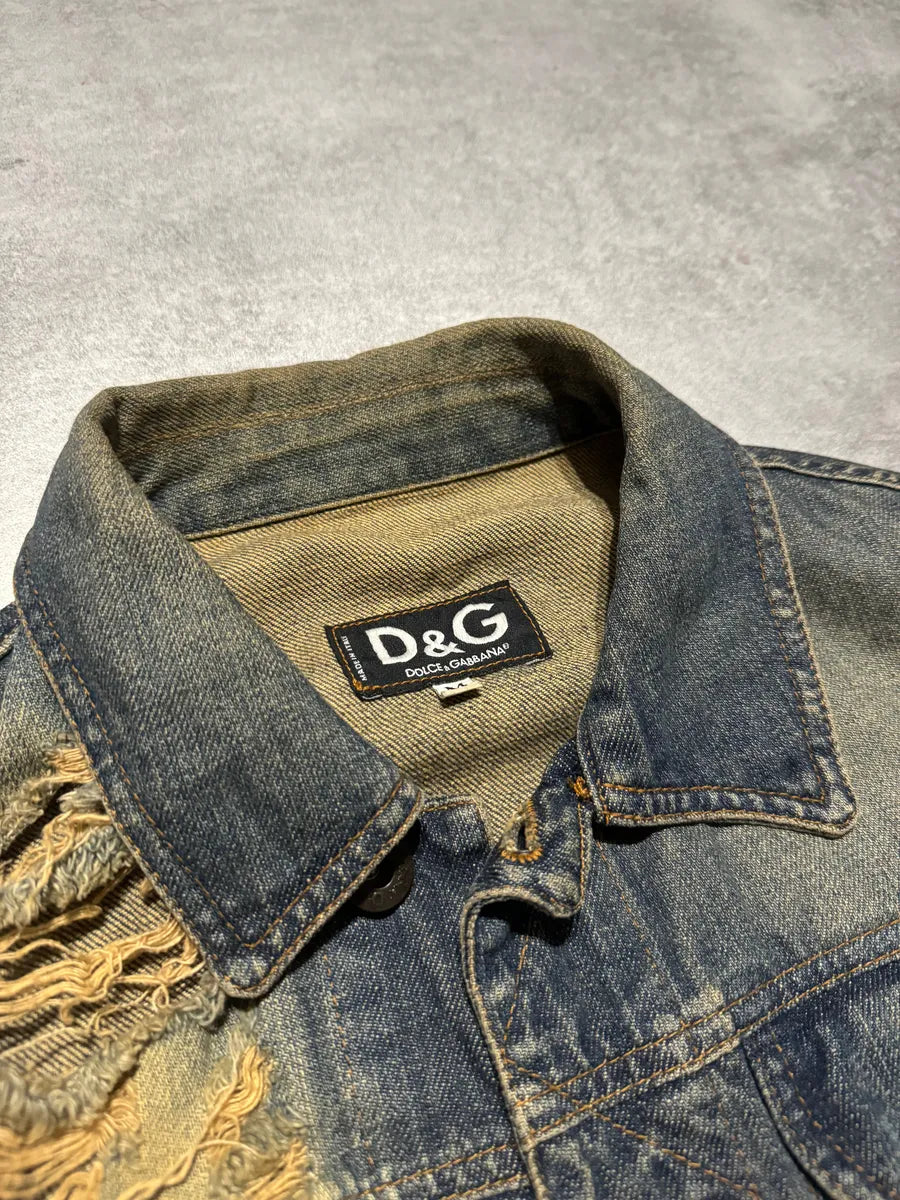 2000s Dolce & Gabbana Grey Distressed Aged Denim Jacket (S) ZjvQMDX 8