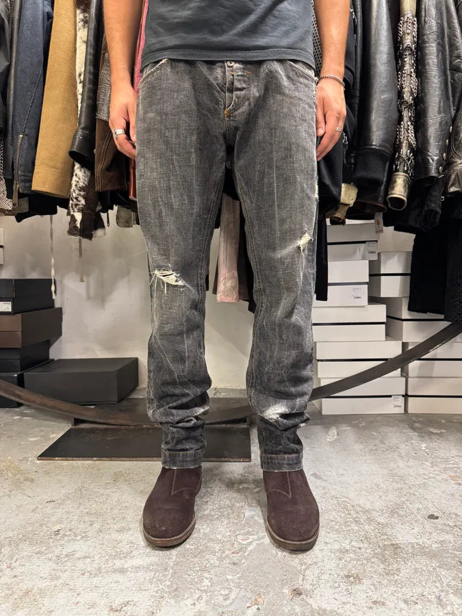 2000s Dolce & Gabbana Grey Distressed Denim Jeans JKRgnuD 1