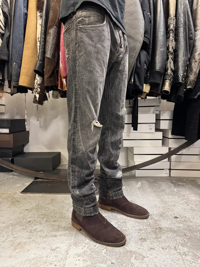 2000s Dolce & Gabbana Grey Distressed Denim Jeans JKRgnuD 2