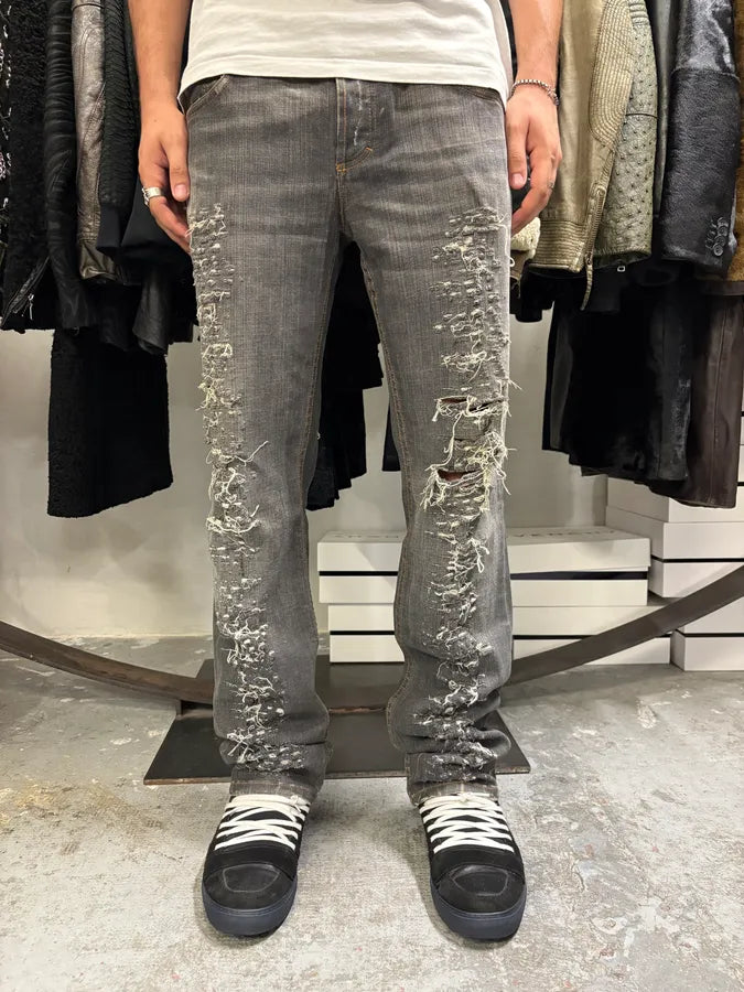 2000s Dolce & Gabbana Grey Distressed Denim Jeans tPJWRGe 1