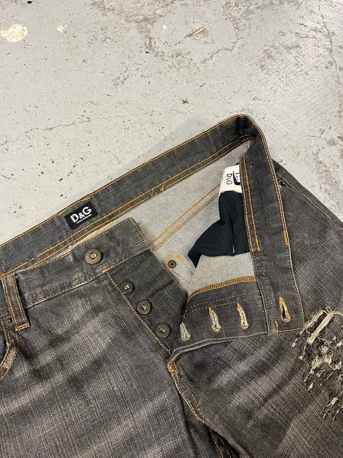 2000s Dolce & Gabbana Grey Distressed Denim Jeans tPJWRGe 11