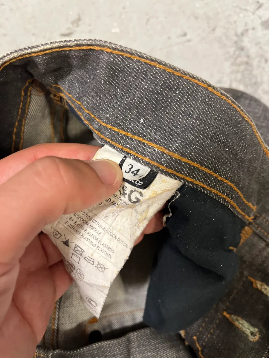 2000s Dolce & Gabbana Grey Distressed Denim Jeans tPJWRGe 12