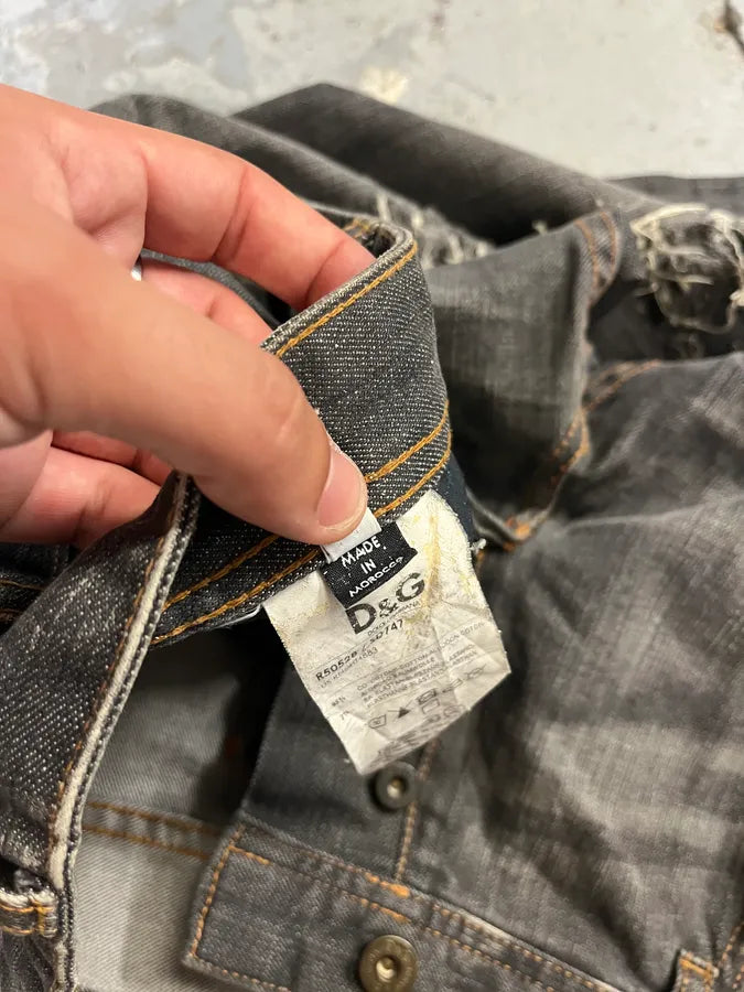 2000s Dolce & Gabbana Grey Distressed Denim Jeans tPJWRGe 13