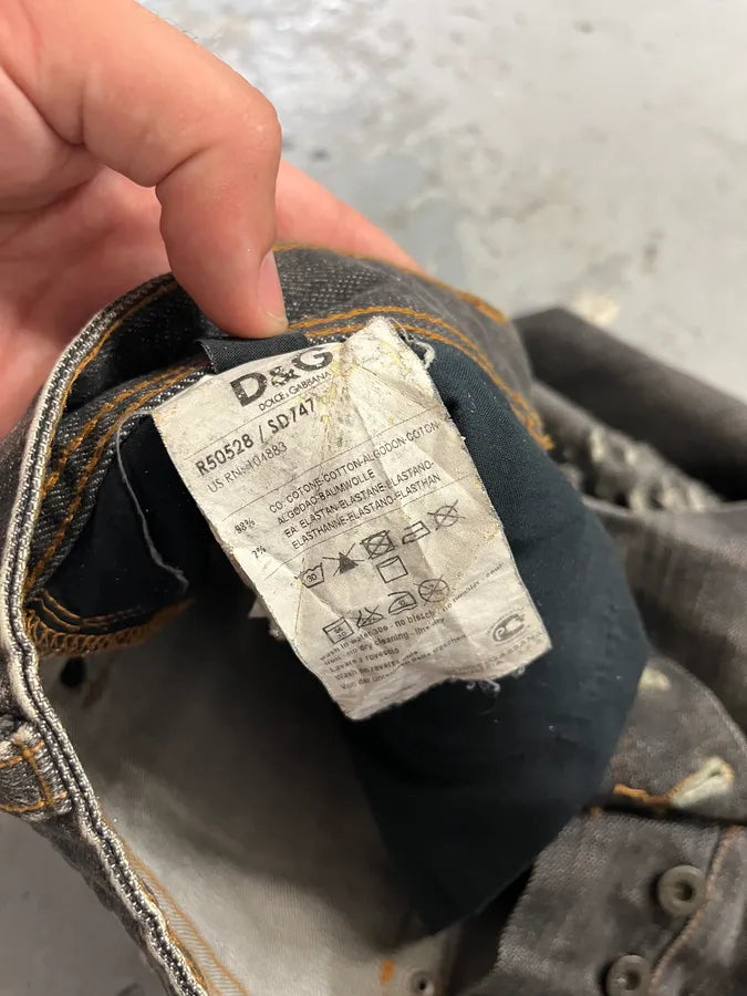 2000s Dolce & Gabbana Grey Distressed Denim Jeans tPJWRGe 14