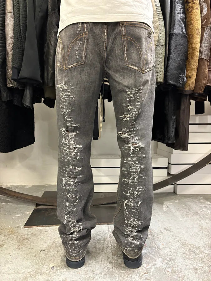 2000s Dolce & Gabbana Grey Distressed Denim Jeans tPJWRGe 3