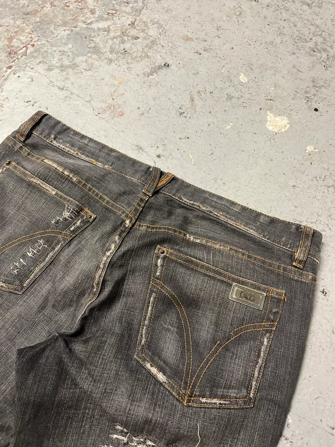 2000s Dolce & Gabbana Grey Distressed Denim Jeans tPJWRGe 8