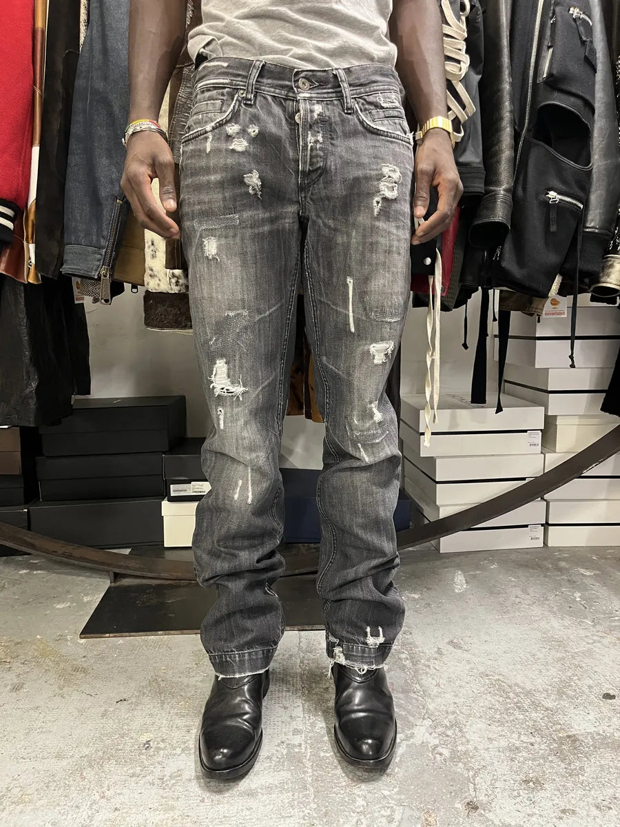 2000s Dolce & Gabbana Grey Distressed Denim Jeans XIvTNuV 0