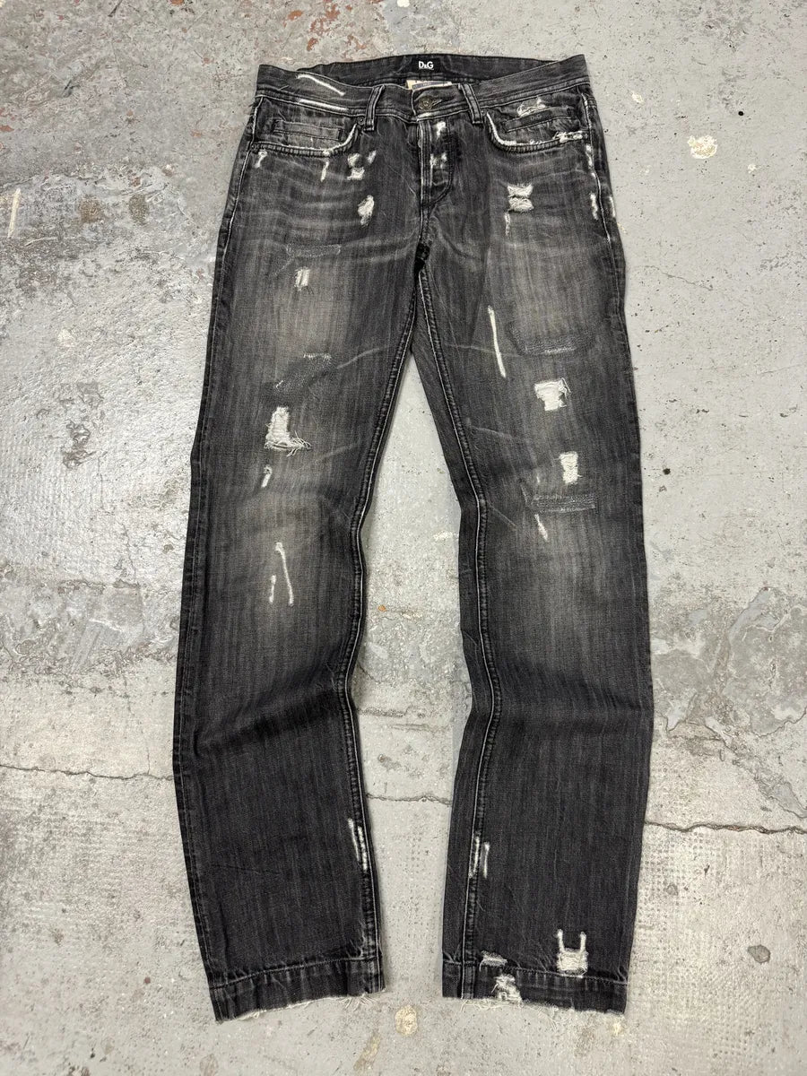 2000s Dolce & Gabbana Grey Distressed Denim Jeans XIvTNuV 3