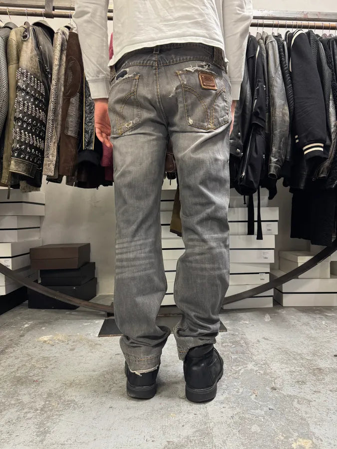 2000s Dolce & Gabbana Grey Distressed Denim Jeans YiRpqES 2