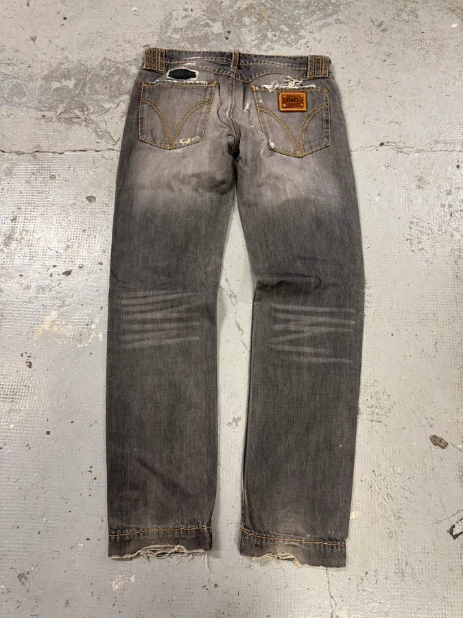 2000s Dolce & Gabbana Grey Distressed Denim Jeans YiRpqES 5
