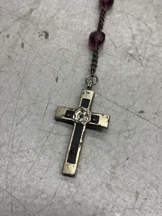 Archive Faded Purple Beaded Cross Rosary Necklace  efdPrzn 5