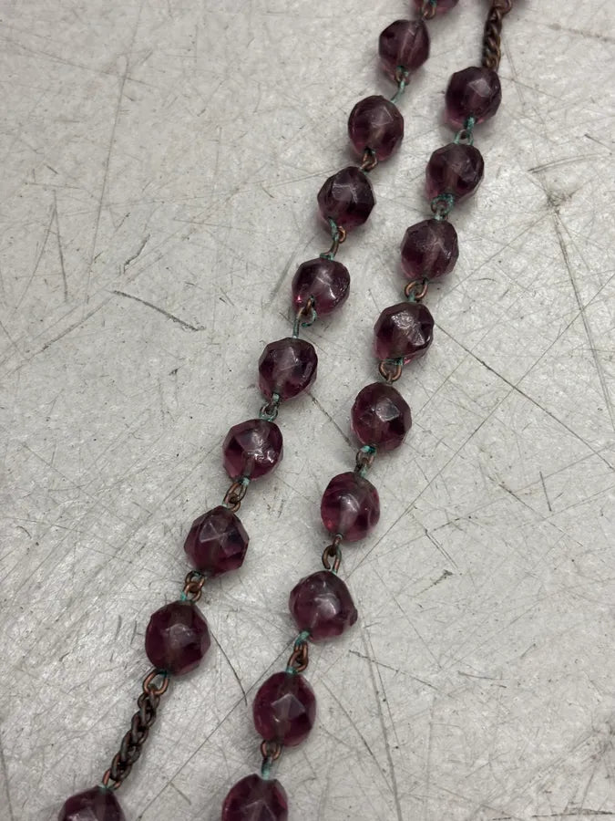 Archive Faded Purple Beaded Cross Rosary Necklace  efdPrzn 8